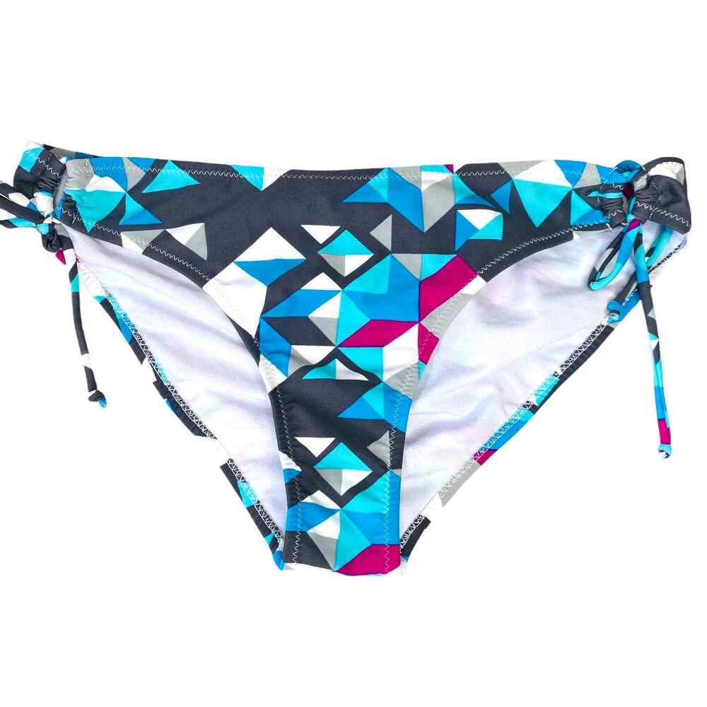 Bingo Surf Bikini Bottoms Womens Large Blue Gray Geometric Adjustable Swimsuit
